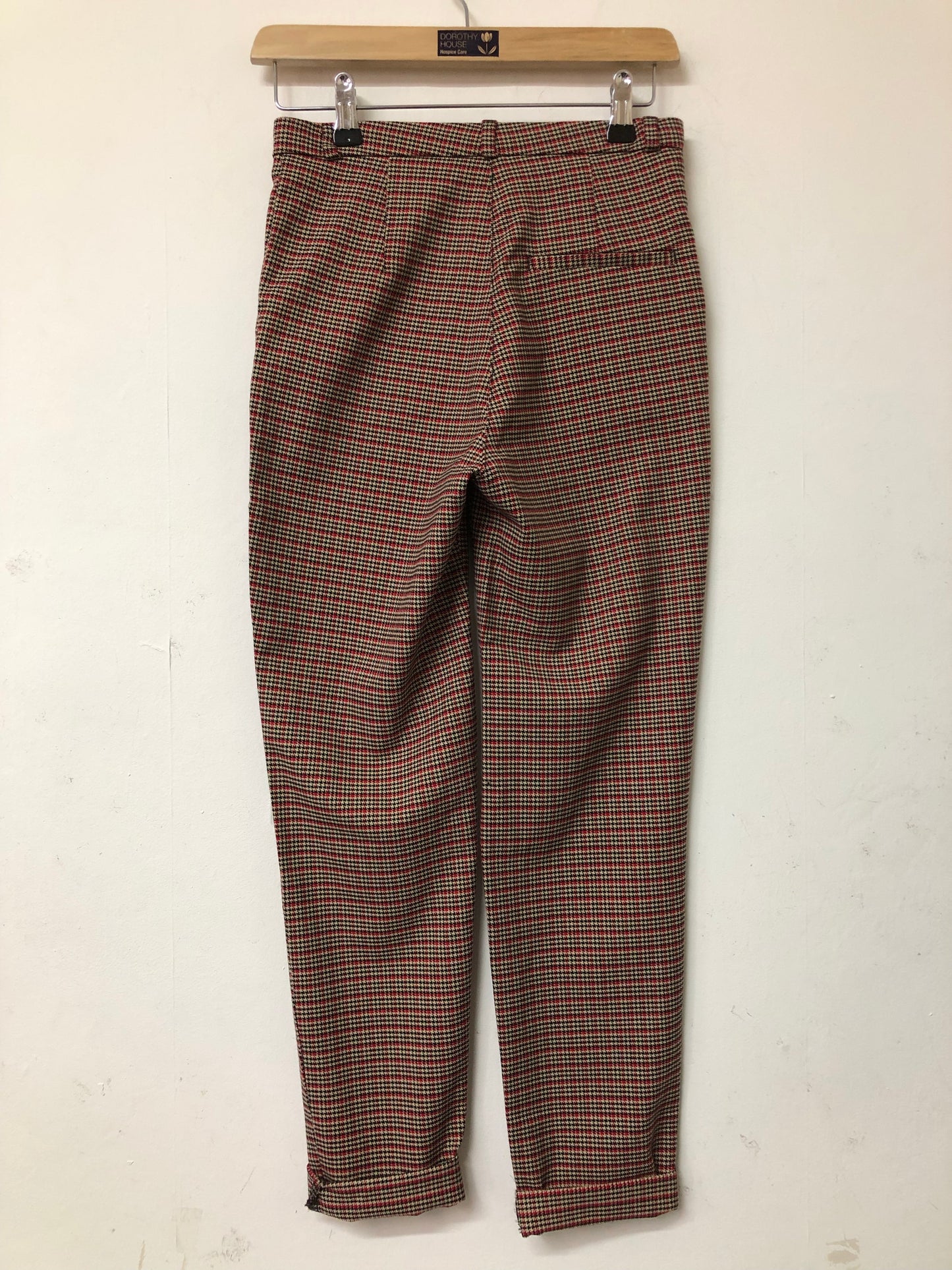 Monki Black & Red Checked Straight Leg Trousers Size 6