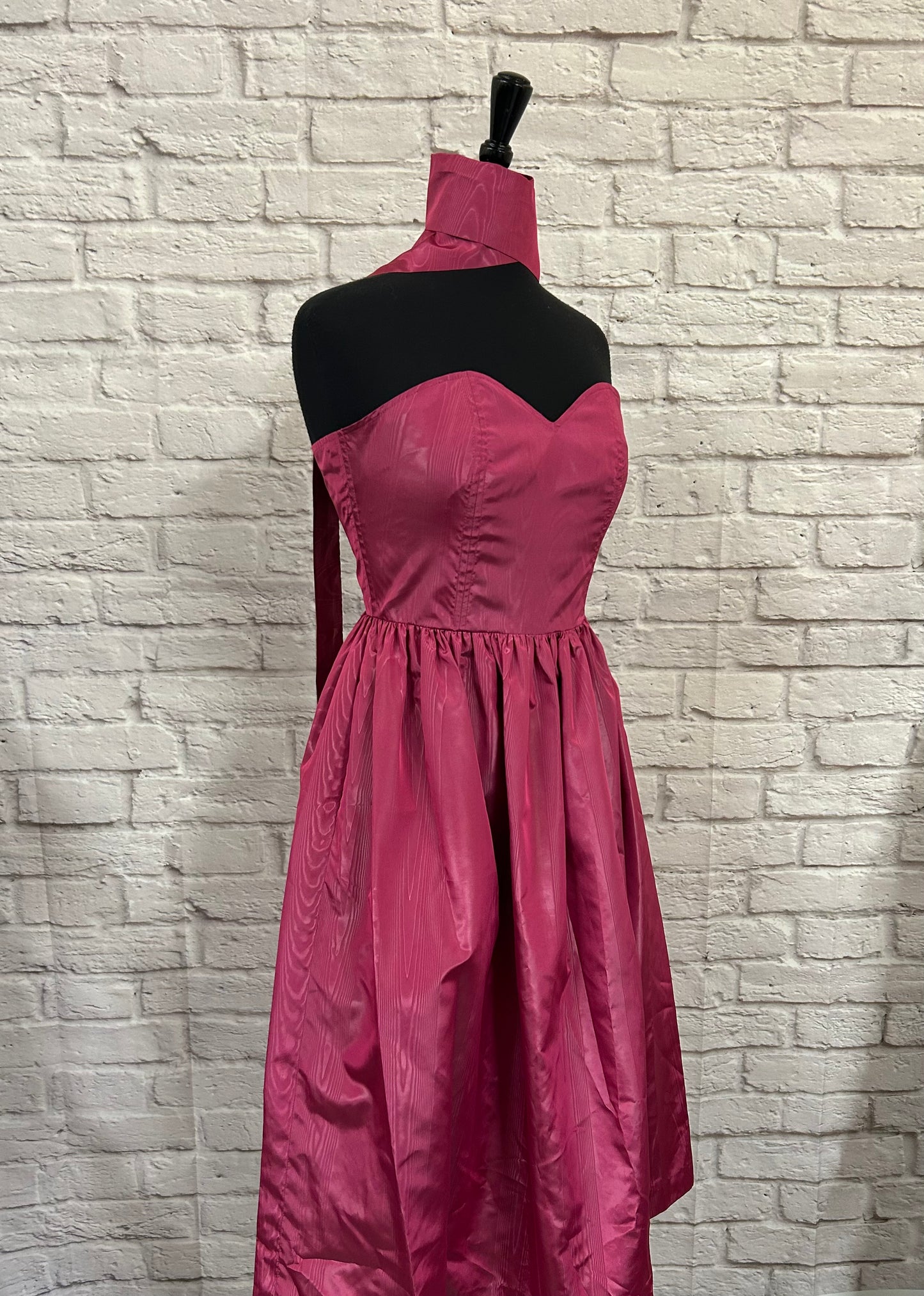 1980s Pink Midi Party Dress with Pockets Size 8-10