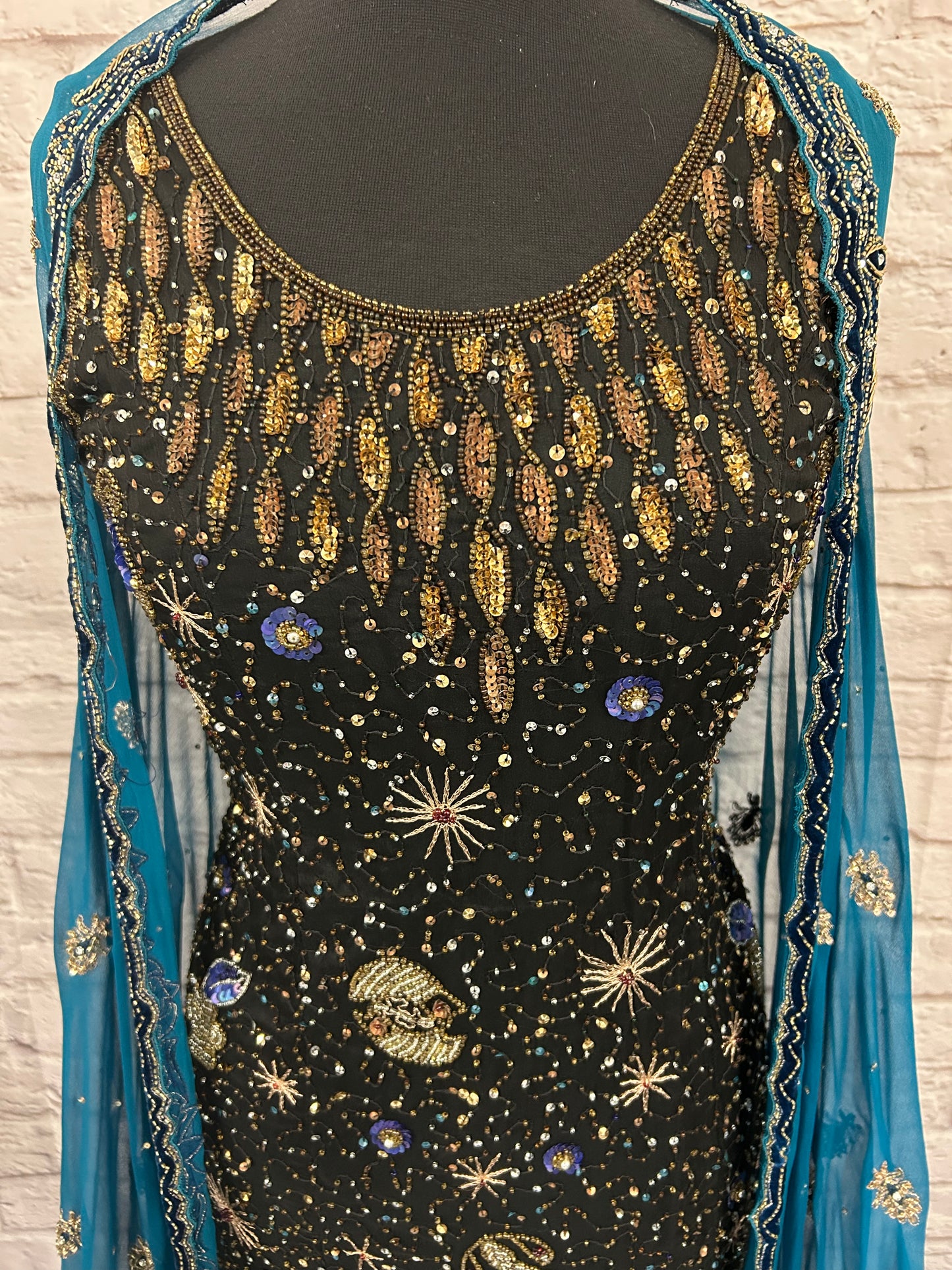 90s Celestial Star Sign Sequin Dress Size 8