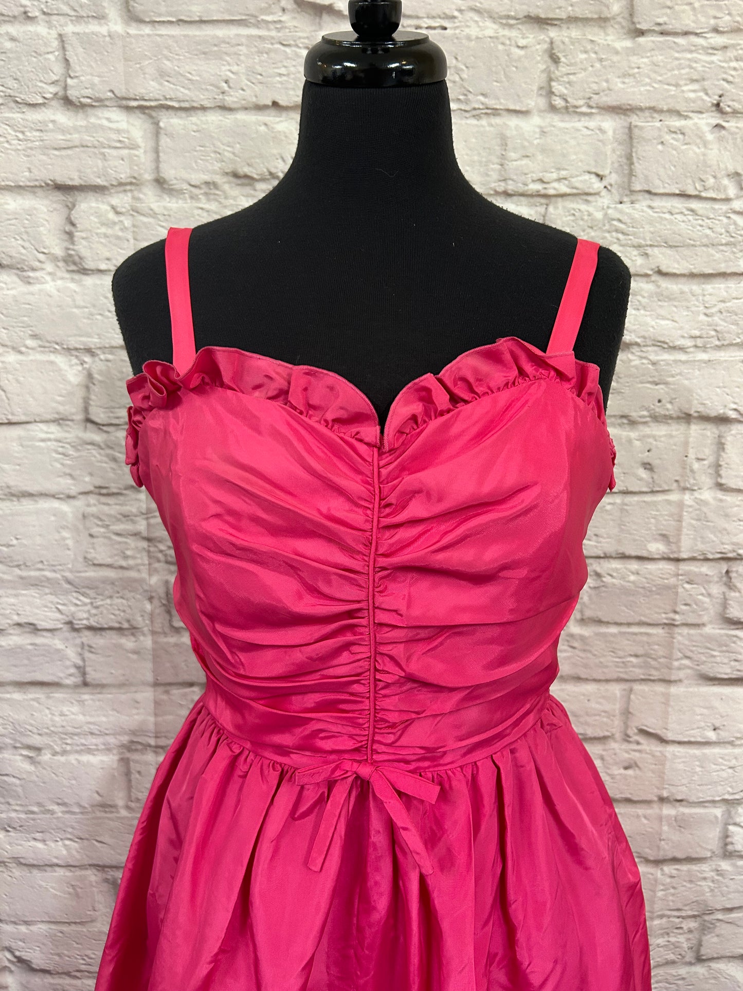 1980s Fuscia Pink Netted Party Dress Size 8-10