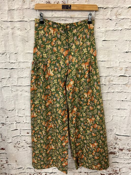 1960s Wide Leg Lightweight Trousers with Pockets Size 8