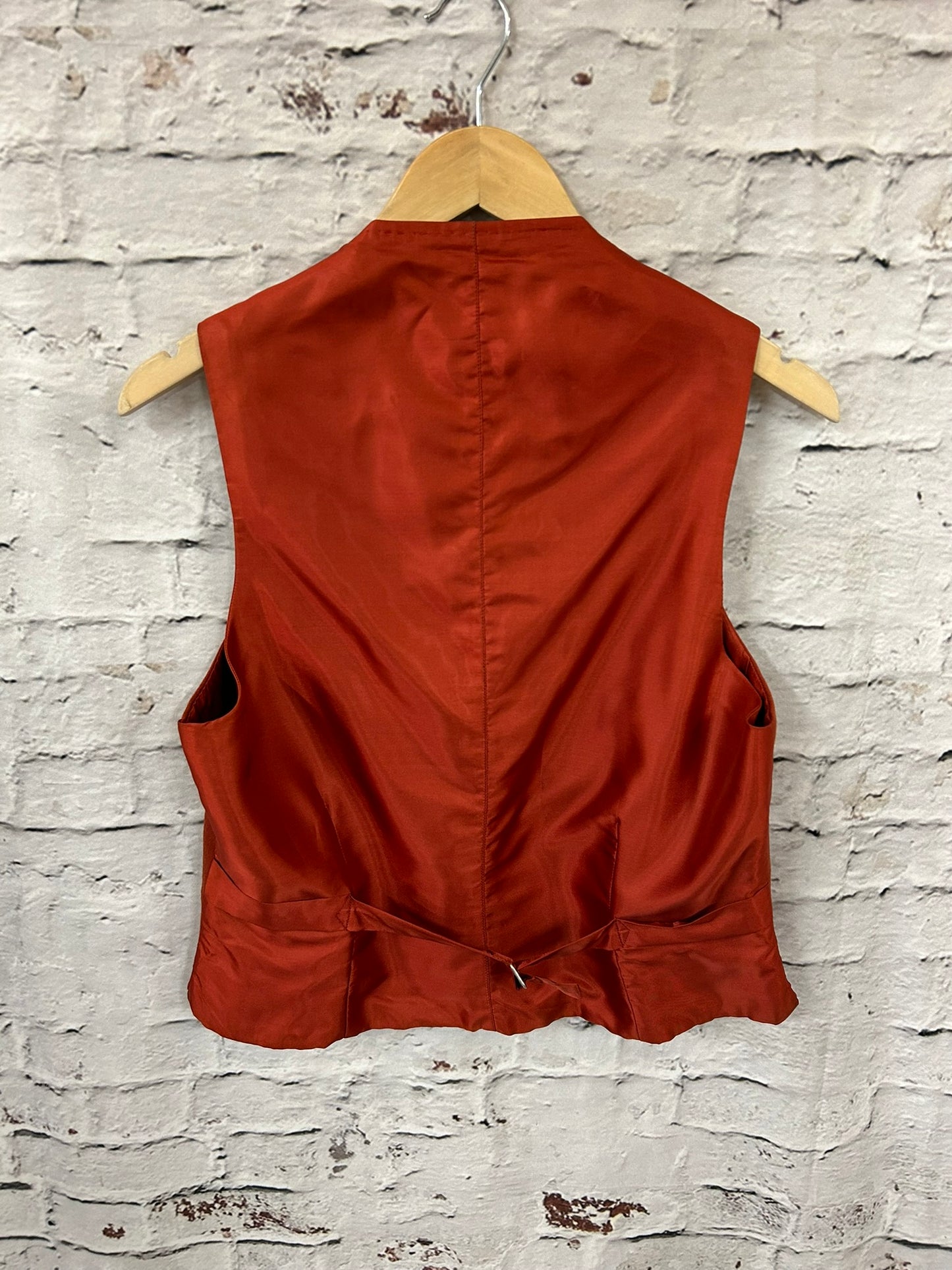 1960s Style Burnt Orange Wool Waistcoat Size 14