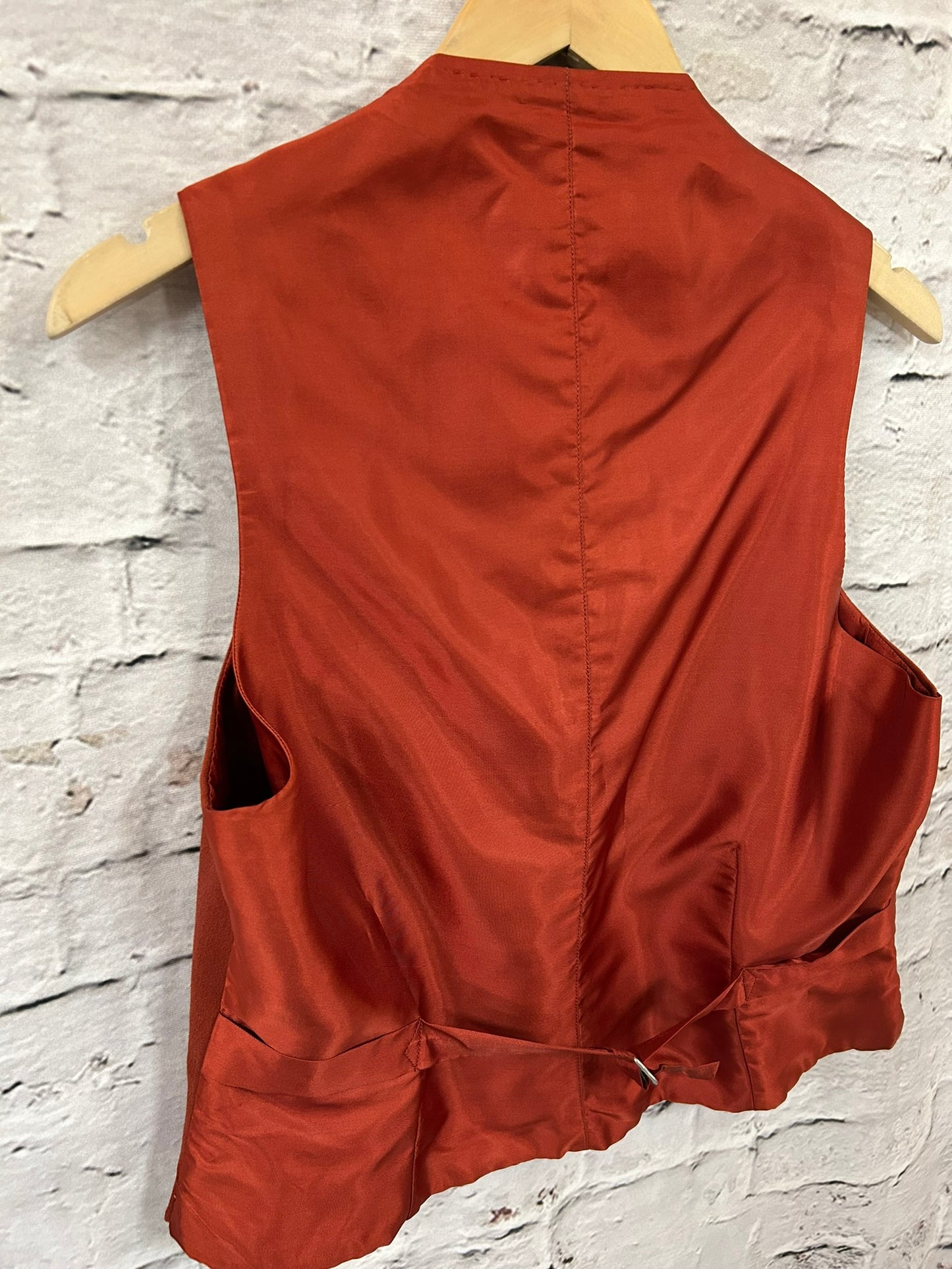 1960s Style Burnt Orange Wool Waistcoat Size 14