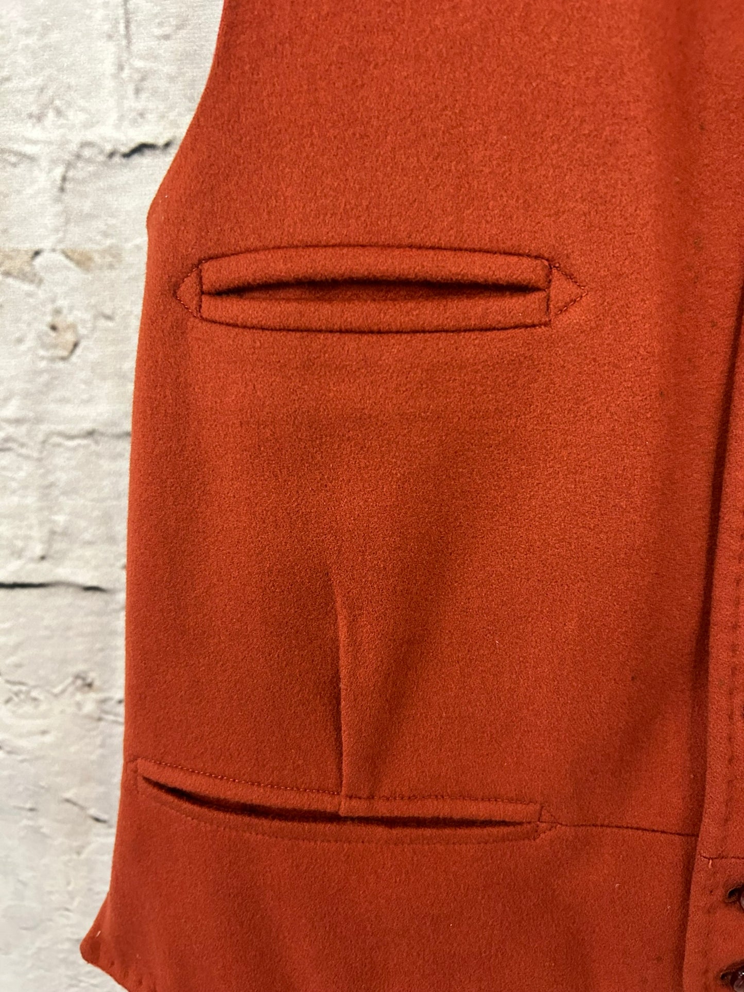 1960s Style Burnt Orange Wool Waistcoat Size 14