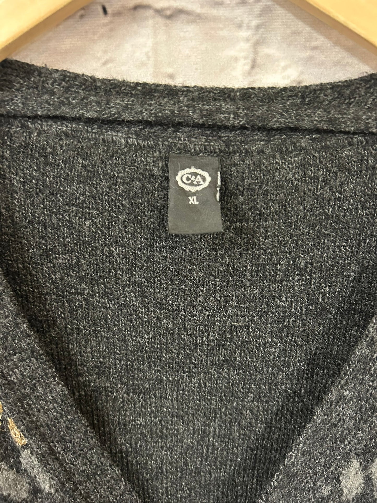 1980s Chunky Oversized Grey Knitted Cardigan Size 18-20