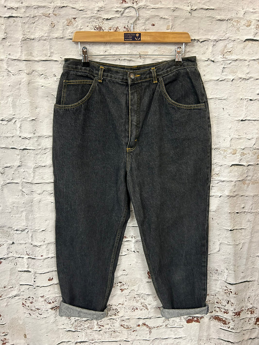 1990s Style Grey High Waisted Jeans Size 14-16