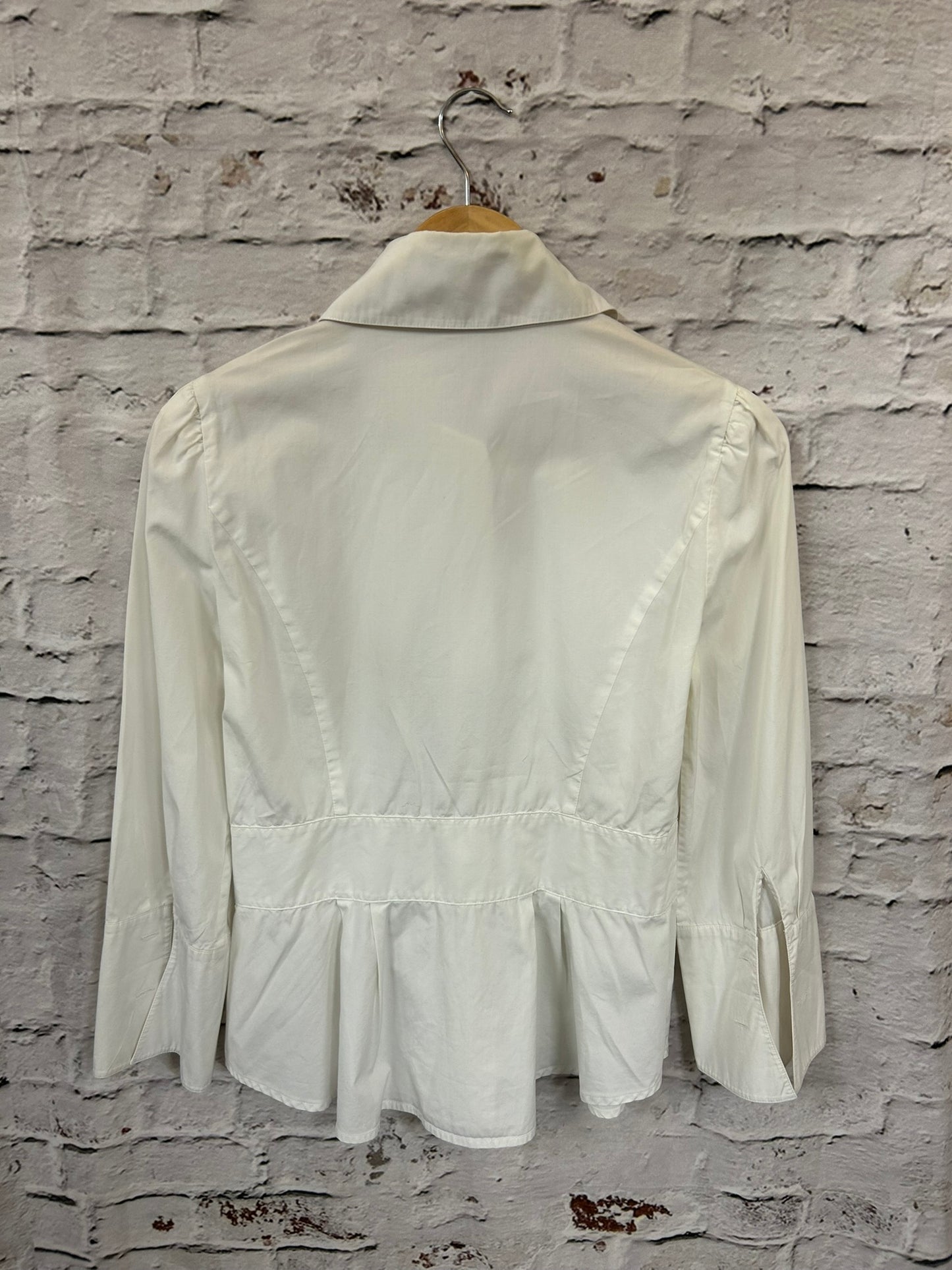 Designer 1990s Style White Shirt Size 10-12
