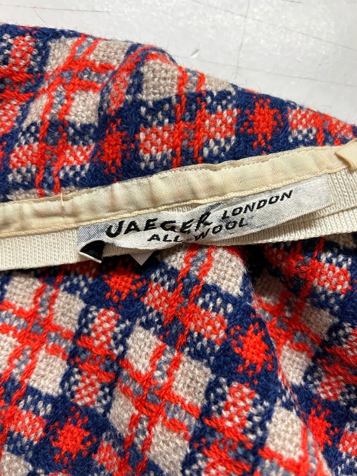 1960s Red & Blue Check Wool Skirt Size