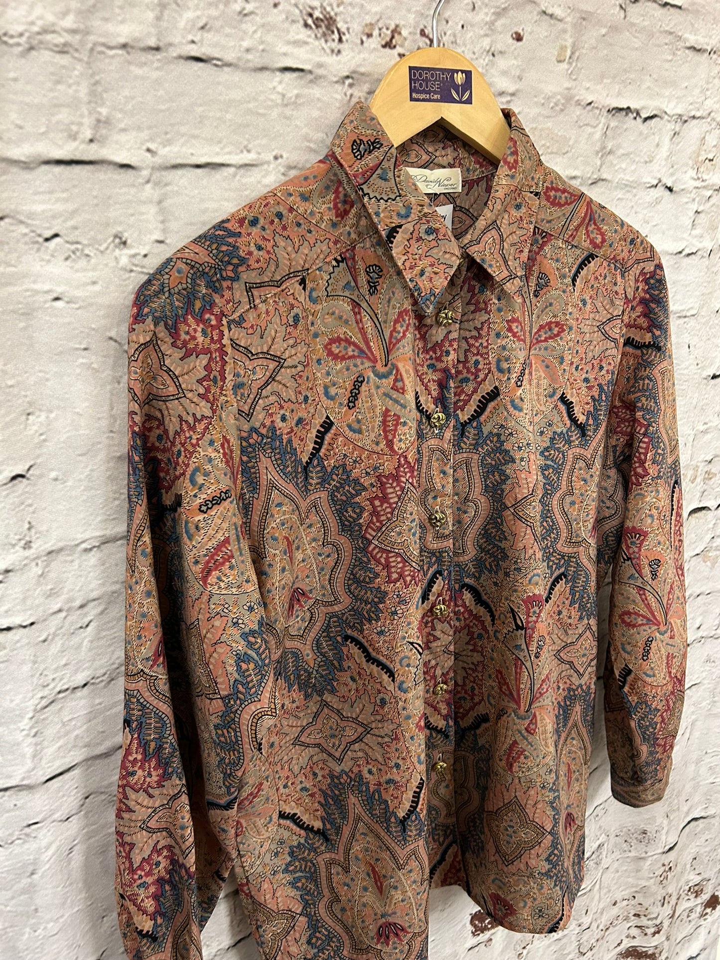 1980s Brown Patterned Oversized Wool Shirt Size 18-20