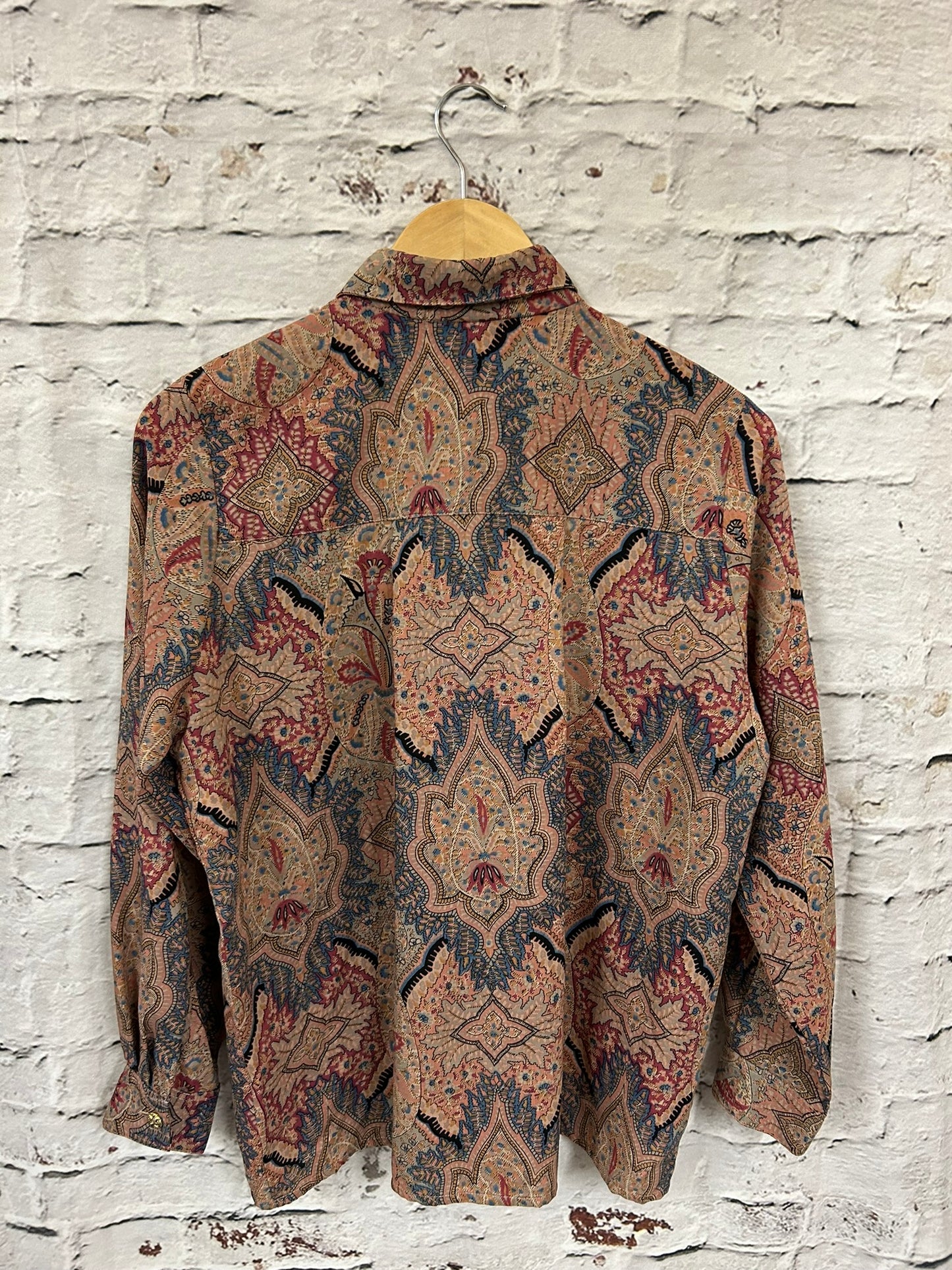 1980s Brown Patterned Oversized Wool Shirt Size 18-20