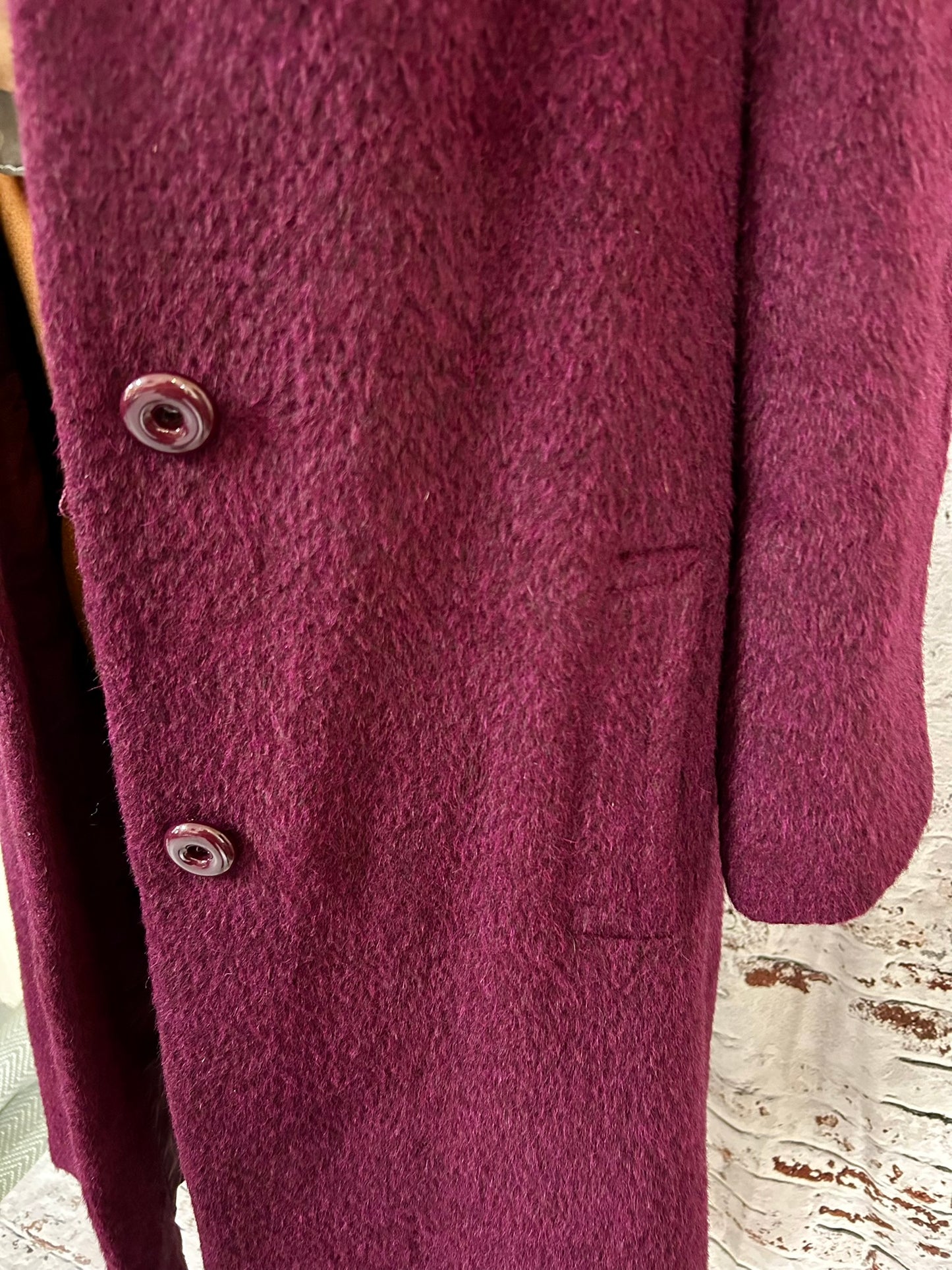 1970s Style Purple Llama Wool Coat Size 12-14
