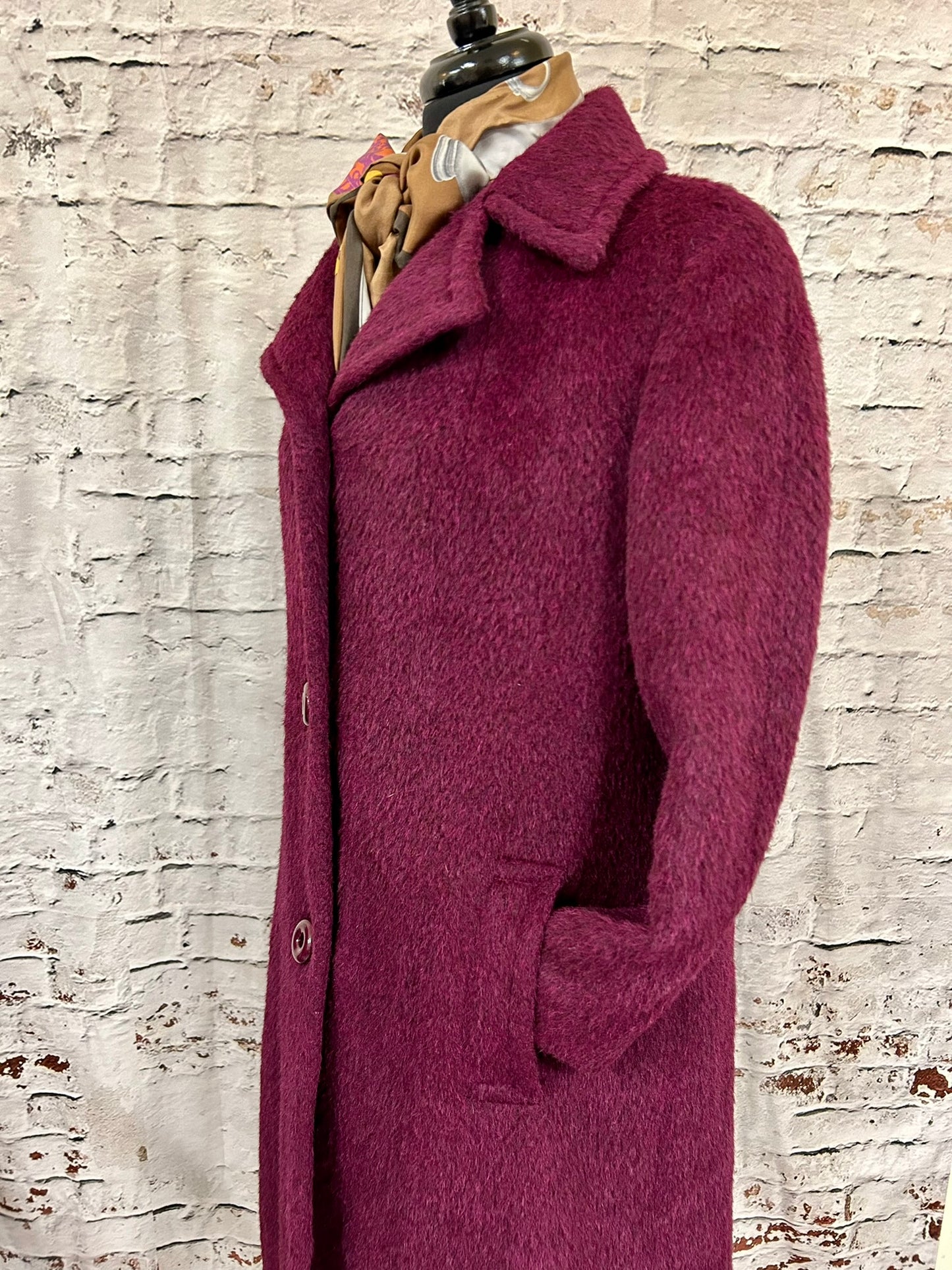 1970s Style Purple Llama Wool Coat Size 12-14