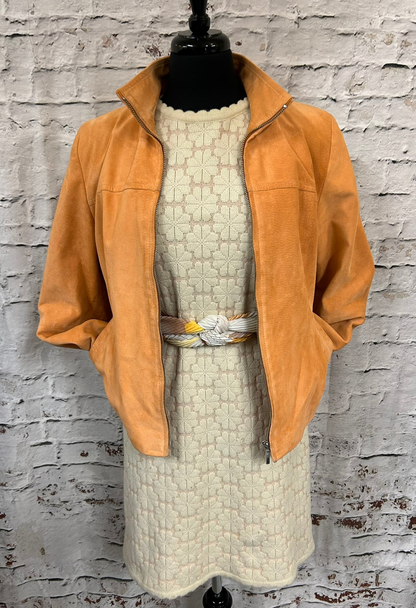 1990s Style Peach Suede Jacket Size 14