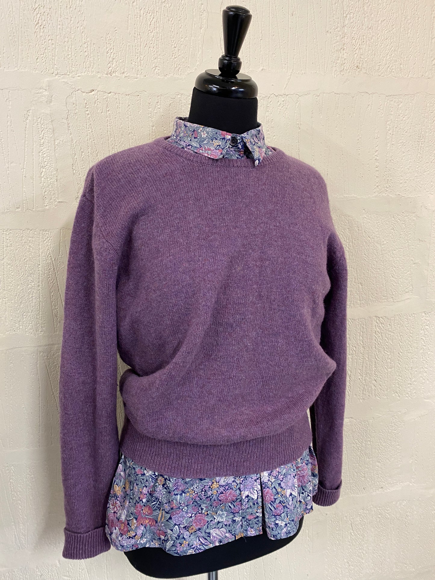 Purple knit round neck jumper Size S