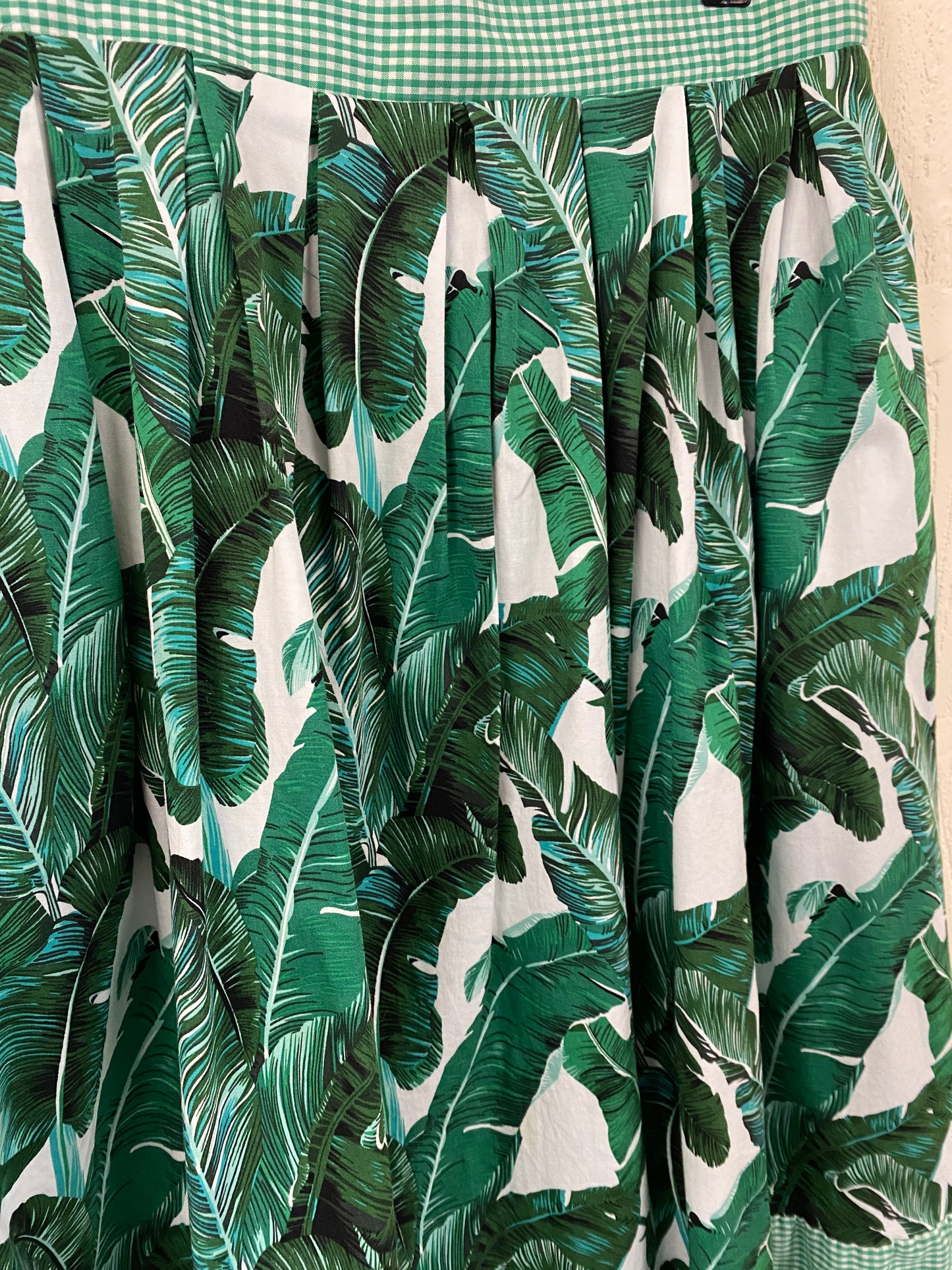 Hand Made Gingham and Palm Print Skirt 8-10