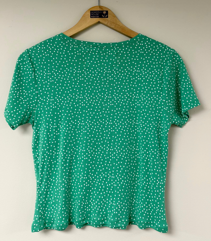 Threads for Care - Reworked T-Shirt in Green Polka Dot