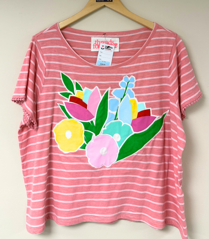 Threads for Care - Reworked Striped T-Shirt in Pink