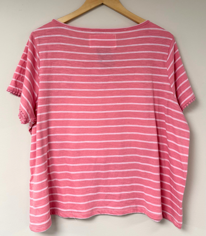 Threads for Care - Reworked Striped T-Shirt in Pink