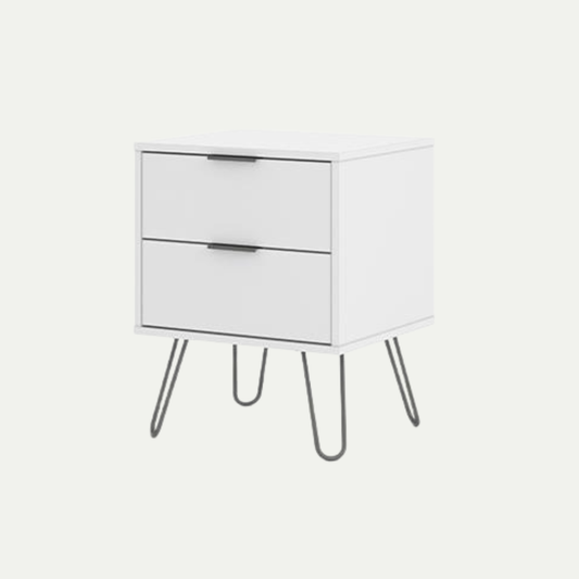 White 2 drawer bedside table