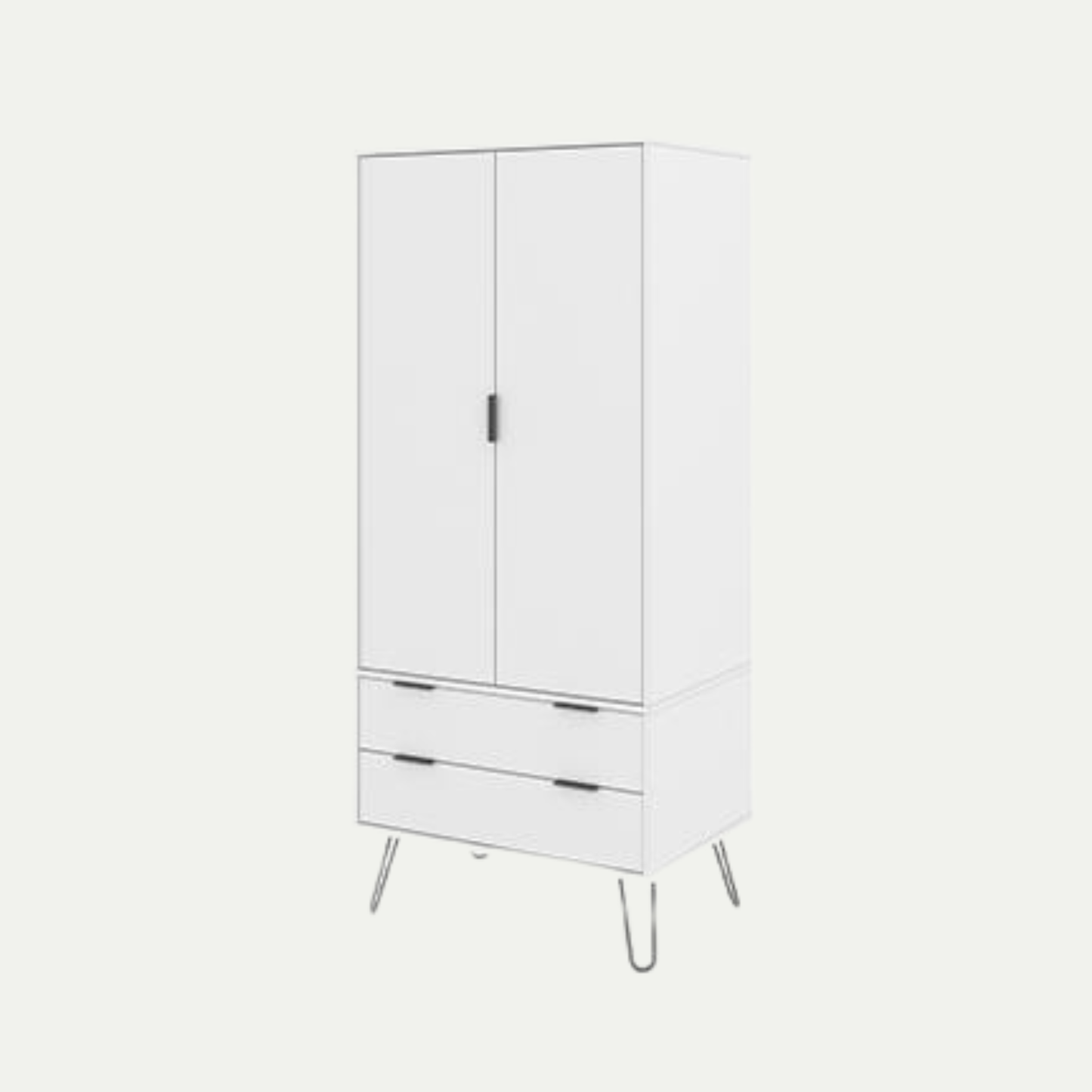 White 2 door 2 drawer wardrobe