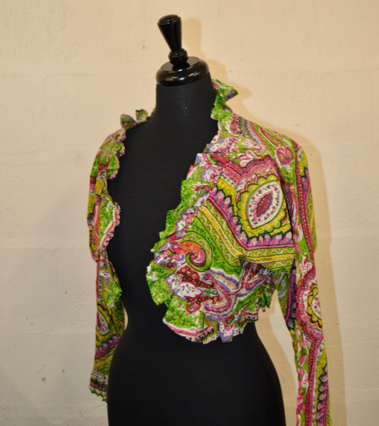 1960s Style Boho Bolero Bright Printed Jacket 12