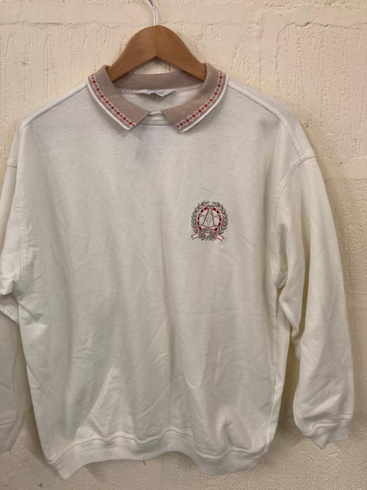 Vintage 90s Geeky St Michaels Cream Sweatshirt Size 14-16