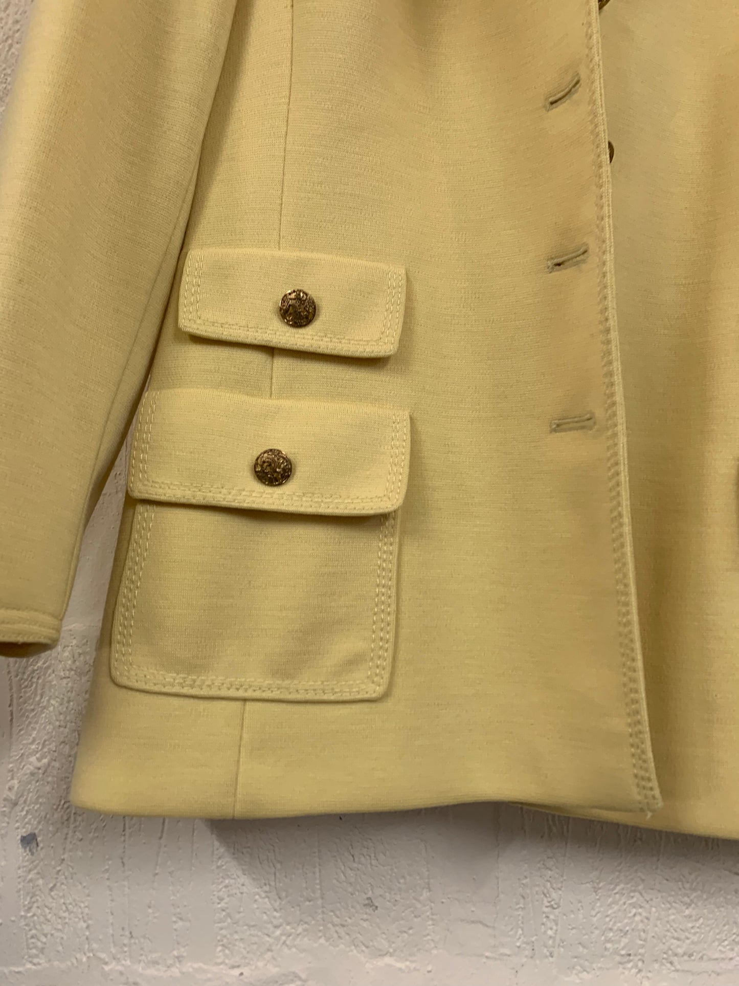 Vintage 1960s Style Hettemarks Pale Yellow Wool Jacket Size 12