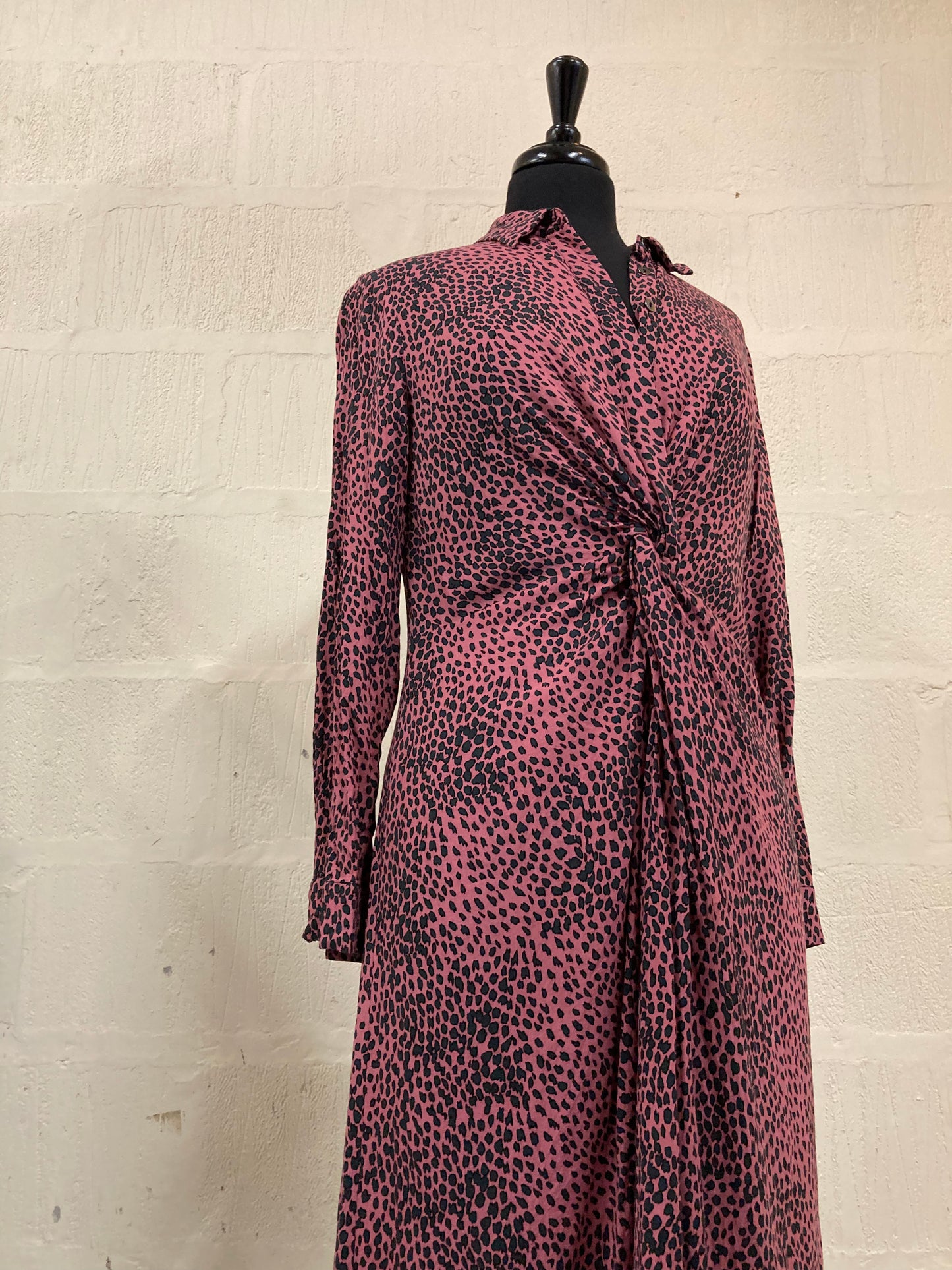 Pink and Grey Animal Print Midi Dress Size 10
