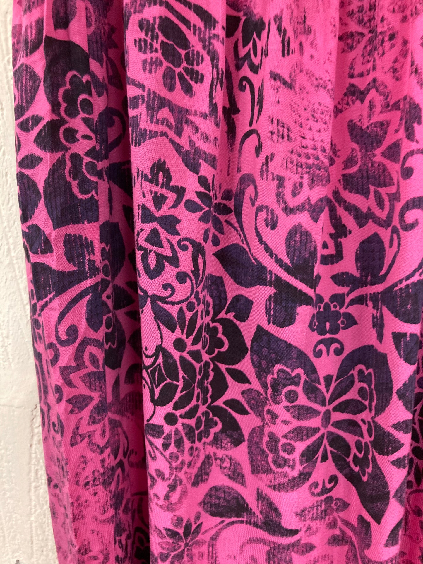 00s Bright Pink with Dappled Floral Pattern Harem Pants Size 8