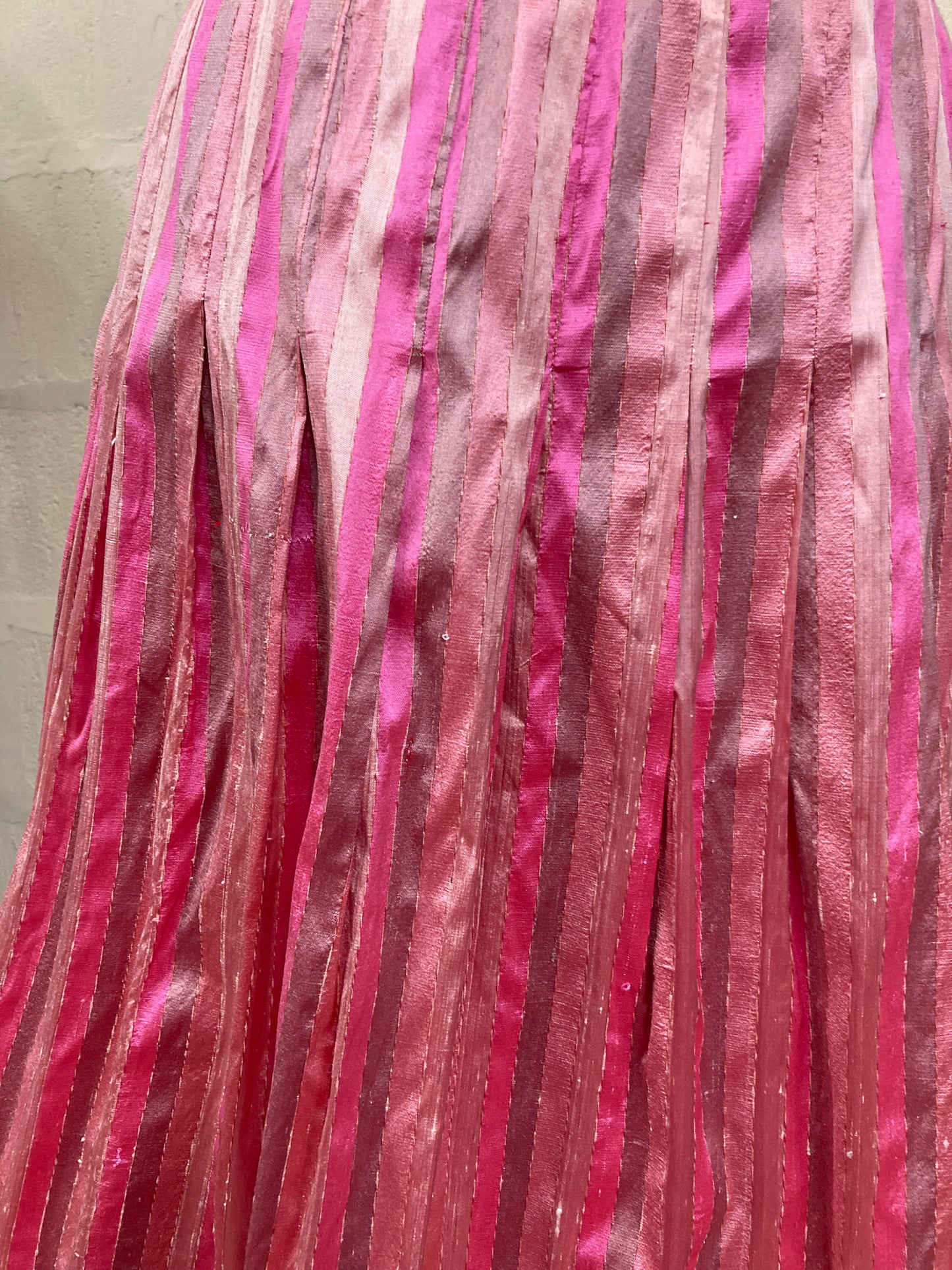 1980s Boxy Pink Striped Silk Jacket Size 16