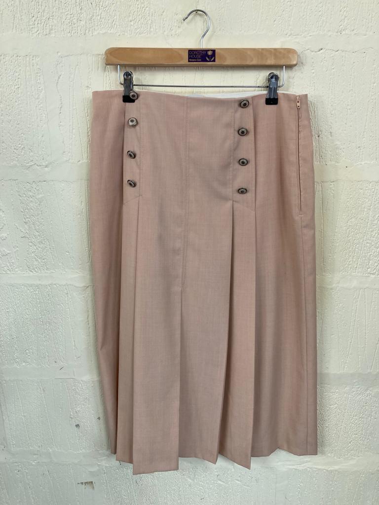 Vintage Peach Pleated Skirt with Splits to Centre - Size 12