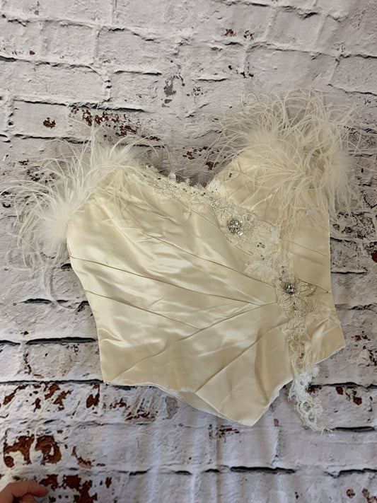 Terry Fox Preloved Satin Bodice with Feather and beaded embellishments Size 12