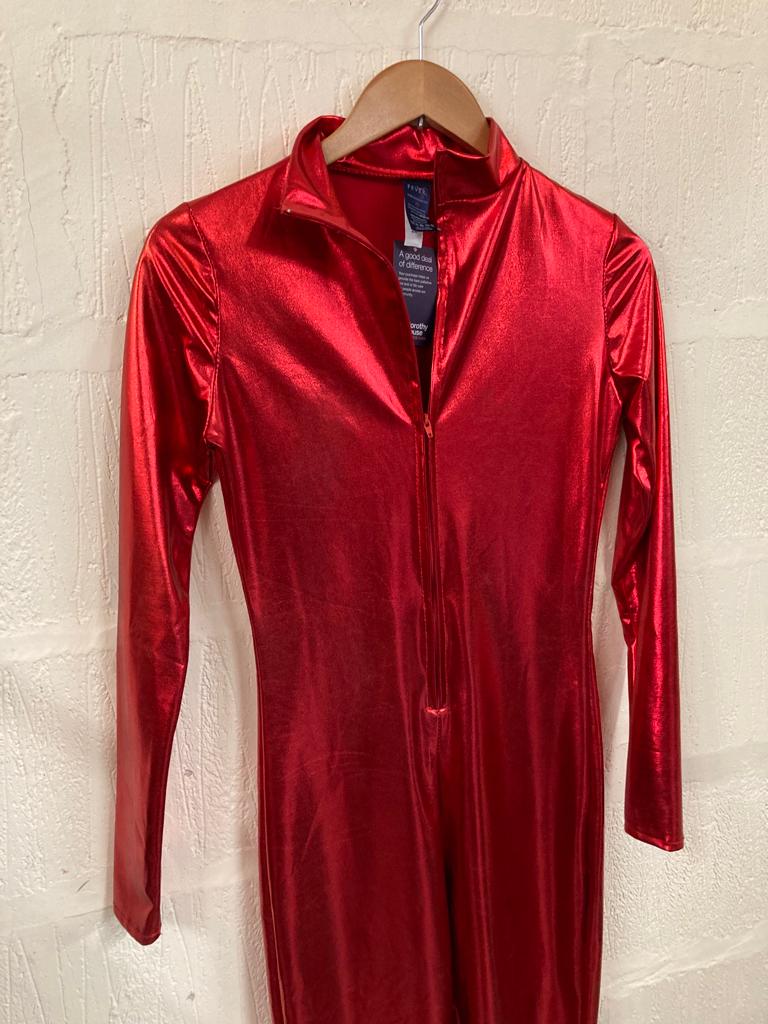 Shiny Metallic Red Jumpsuit Size XS
