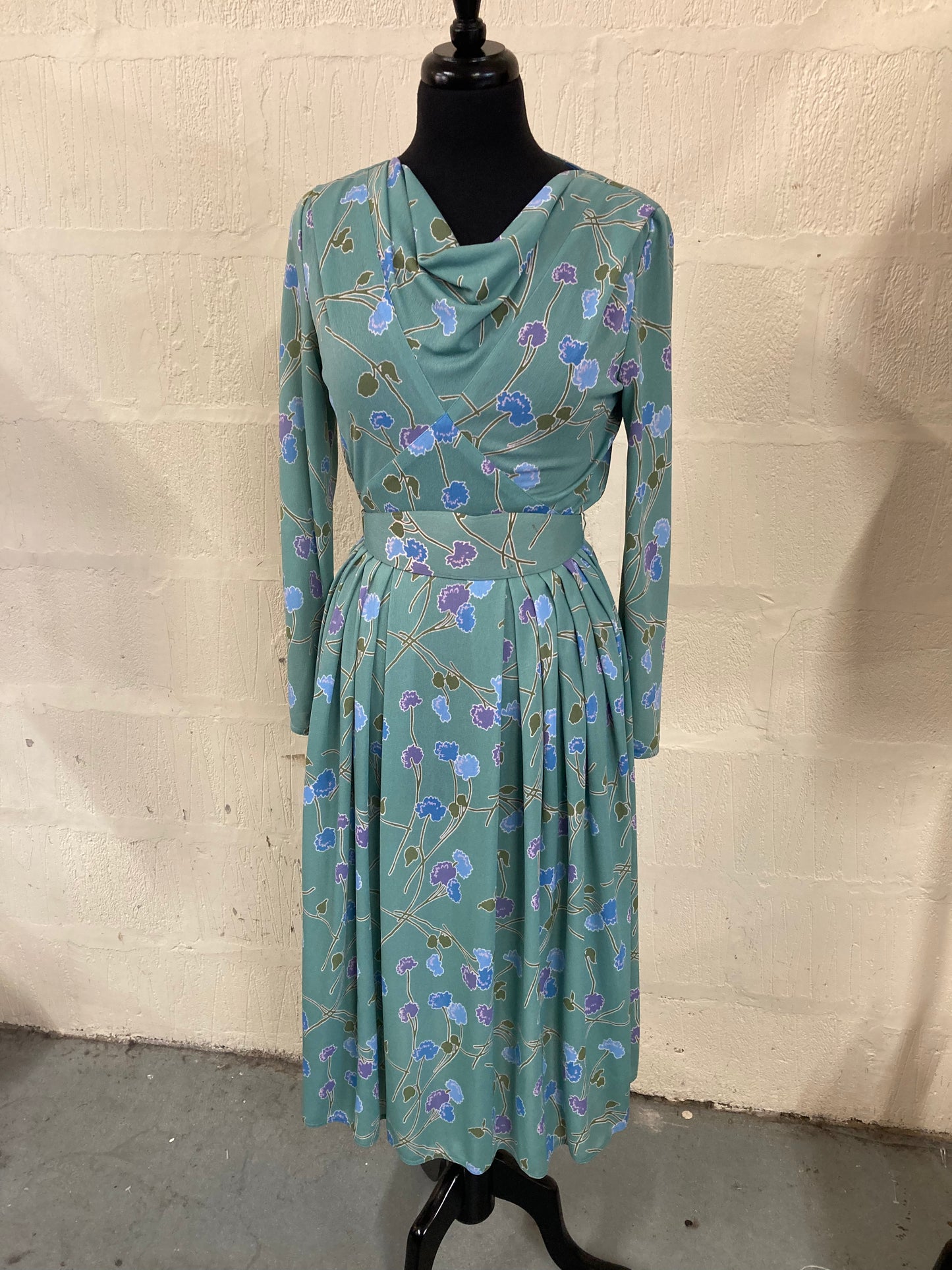 Vintage Gold Label by Tricoville Mint Green Floral Dress Size 10