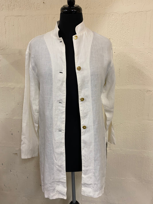 Ivory Long Line Linen Jacket Size 10