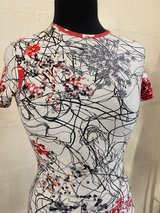 Bazar by Christian Lacroix Red and Black Graphic Top Size S