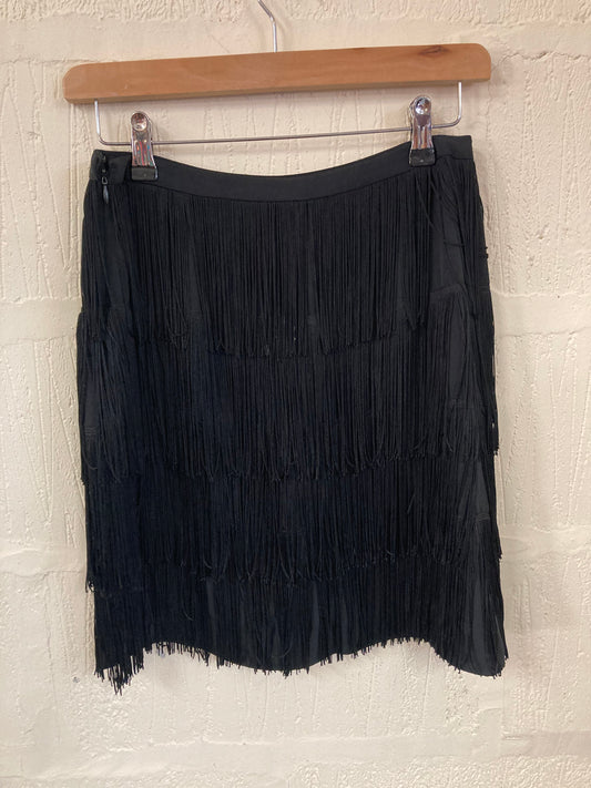 BNWT Black Fringe Mini Skirt by Ralph Lauren Size 8