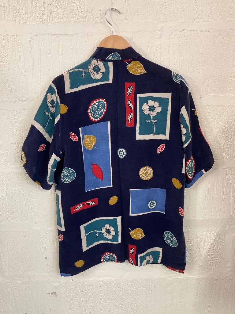 Vintage Navy with geometric pattern Shirt Size 12
