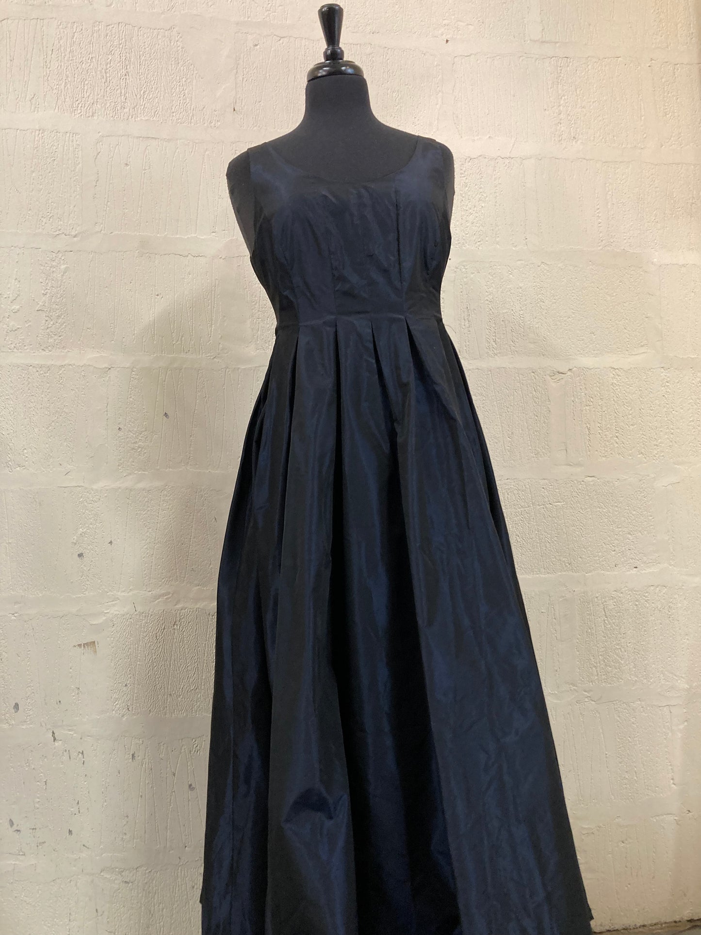1990s Hand Made Midnight Blue Empire Line Evening Maxi Dress Size 10
