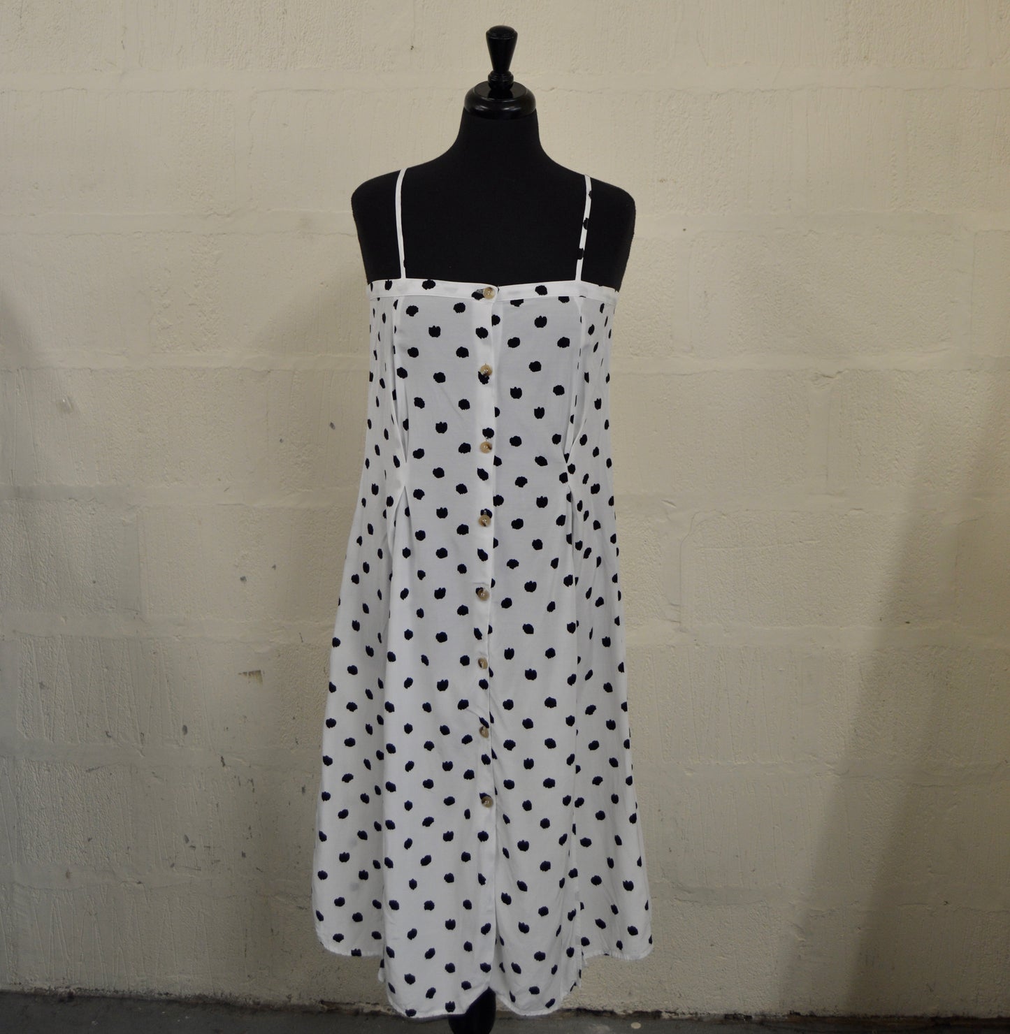 And Other Stories Black and White Polka Dot 90s Style Midi Dress
