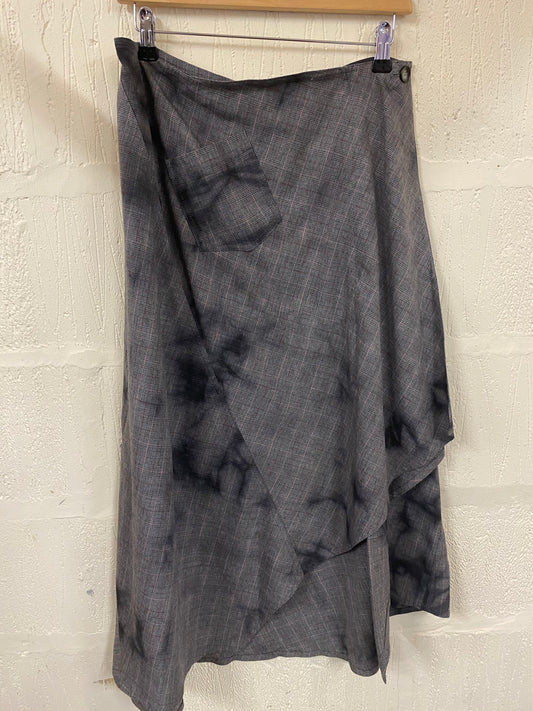 Claire.dk Distressed Fine Check Asymetric  Skirt Size 12