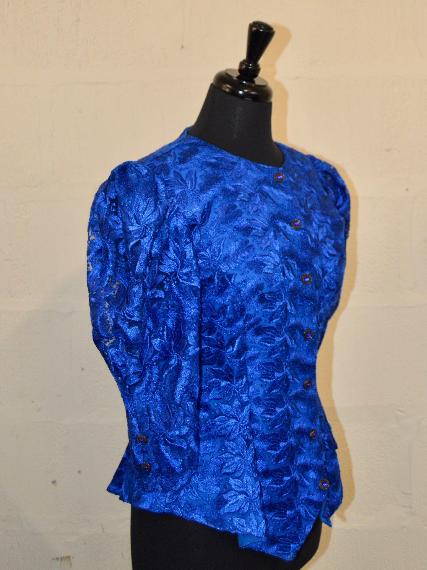 Vintage Royal Blue Lace Overlay Jacket Size 10