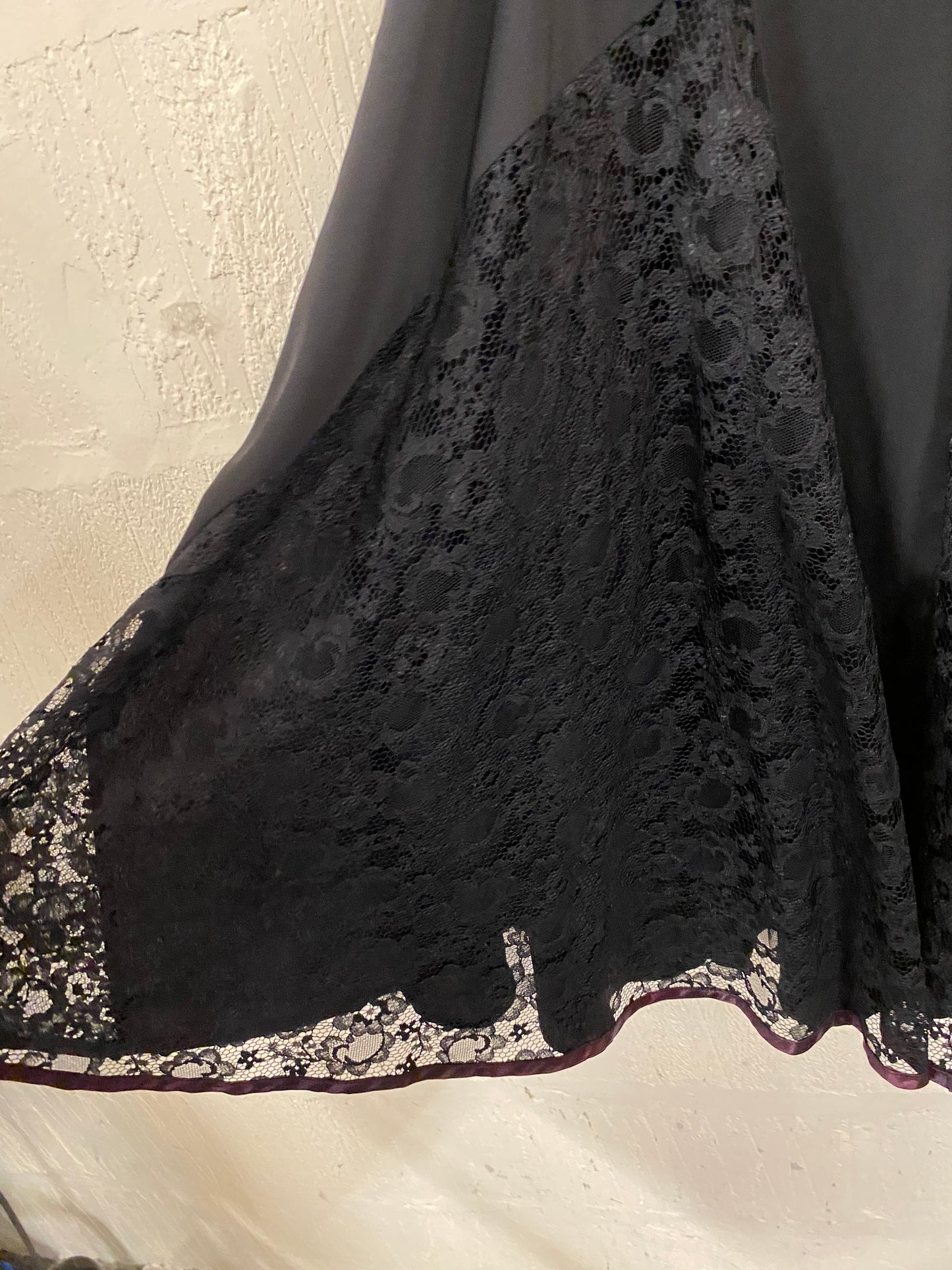 Vintage Swingy Black Lace Panelled Skirt Size 12