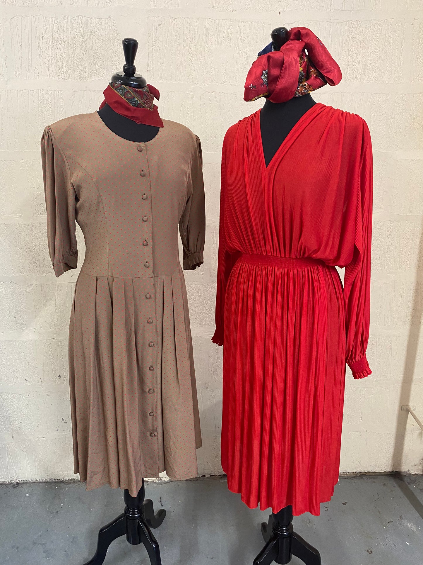 Vintage Red 1980s Midi Dress Size 12
