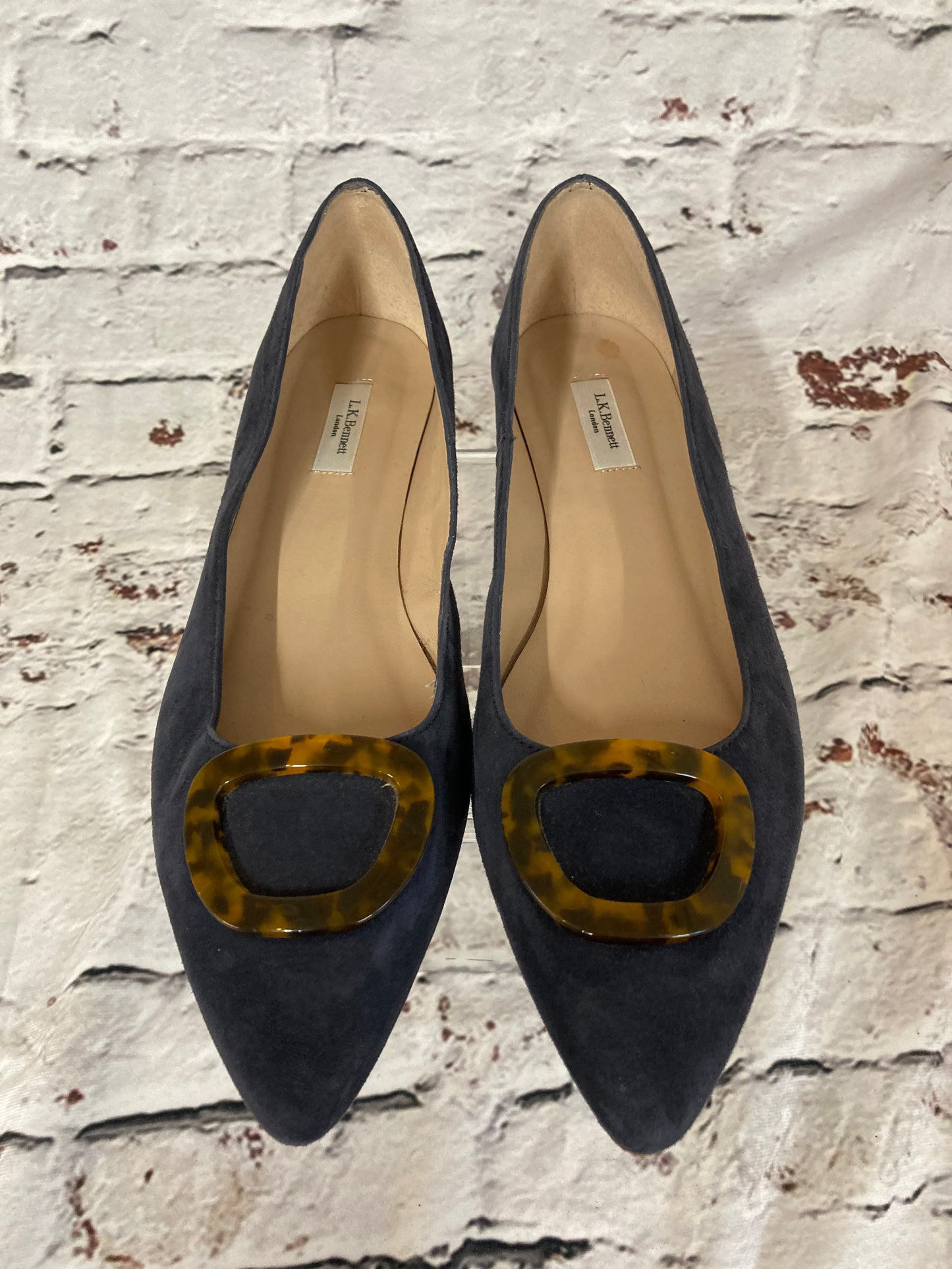 1950s style LK Bennett Grey Suede Pumps With Tortoiseshell Buckle Size 7 (41)