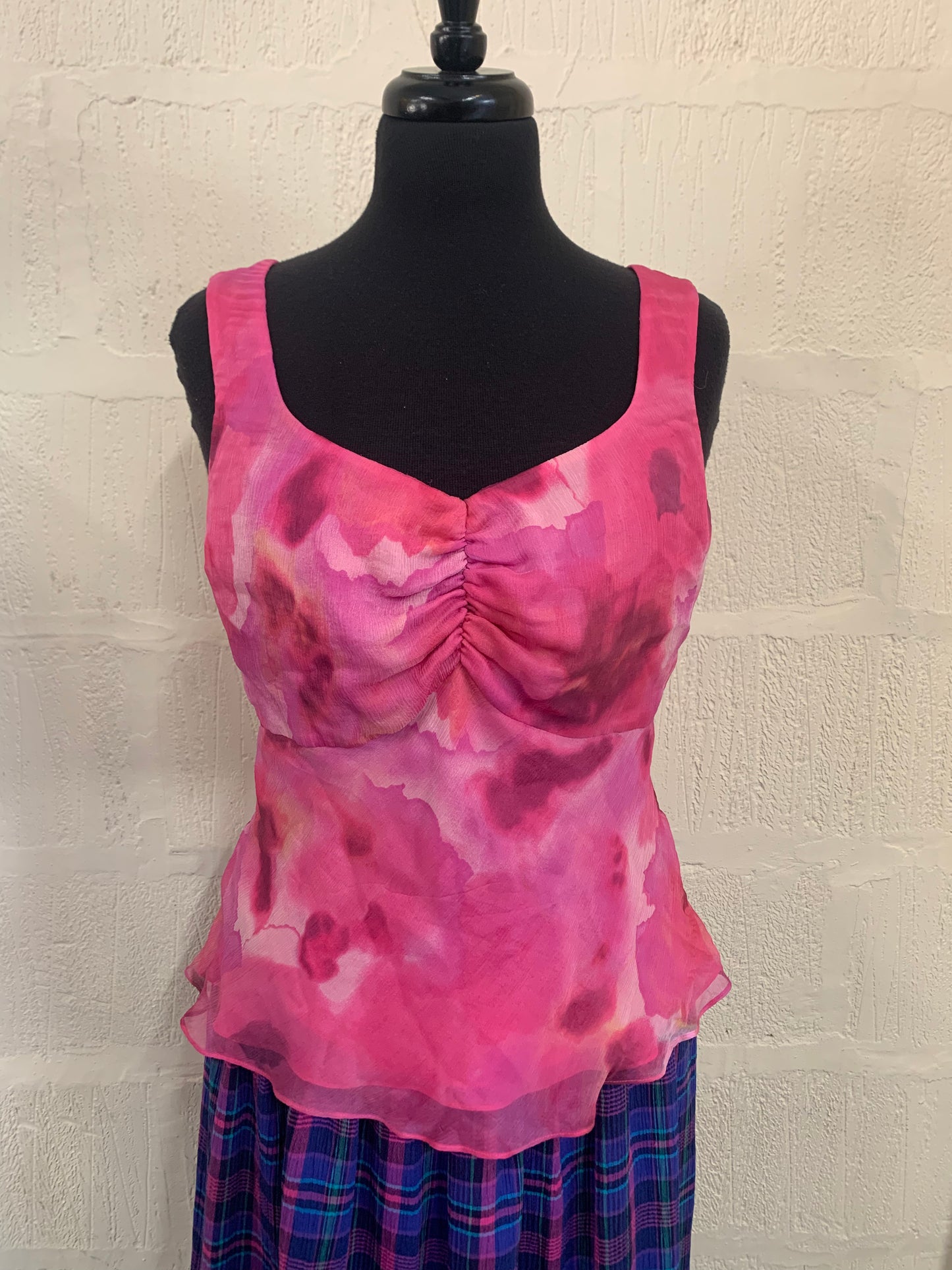 Vintage 1990s Frank Usher Pink Silk Camisole Top Size 14