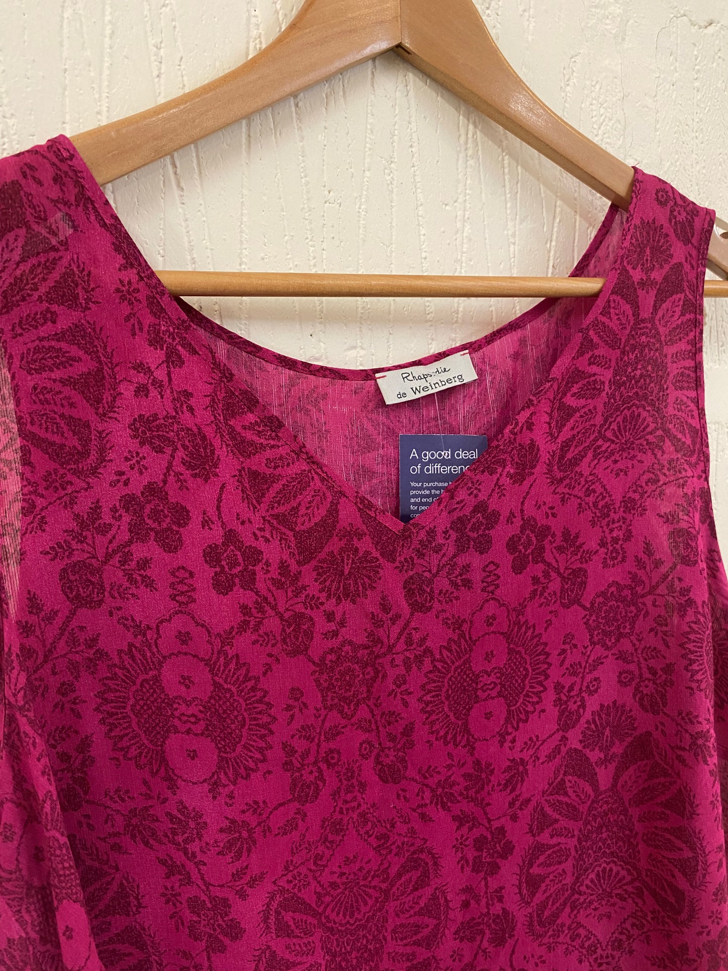 Pink Patterned Floral Printed Vest Top Size L