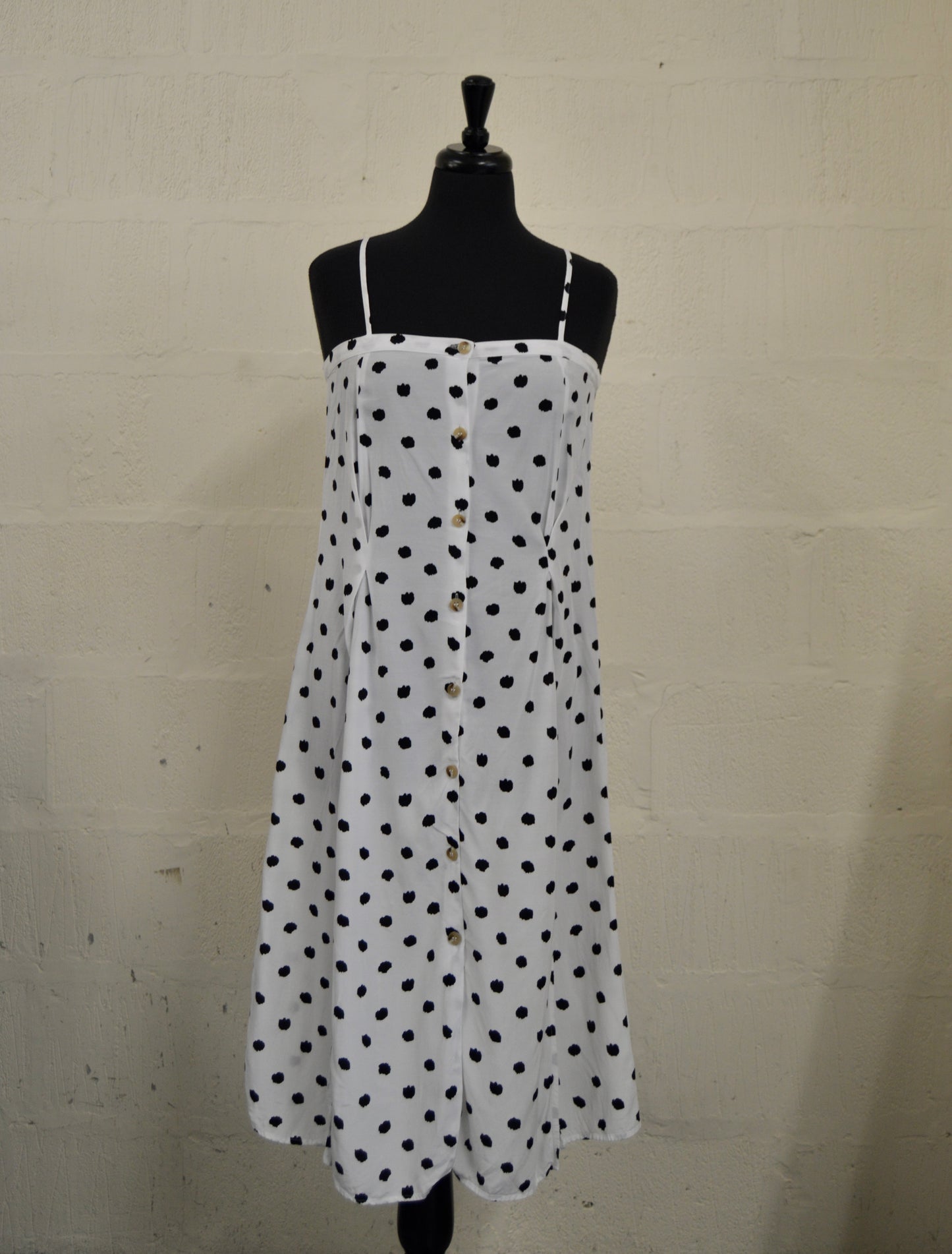 And Other Stories Black and White Polka Dot 90s Style Midi Dress