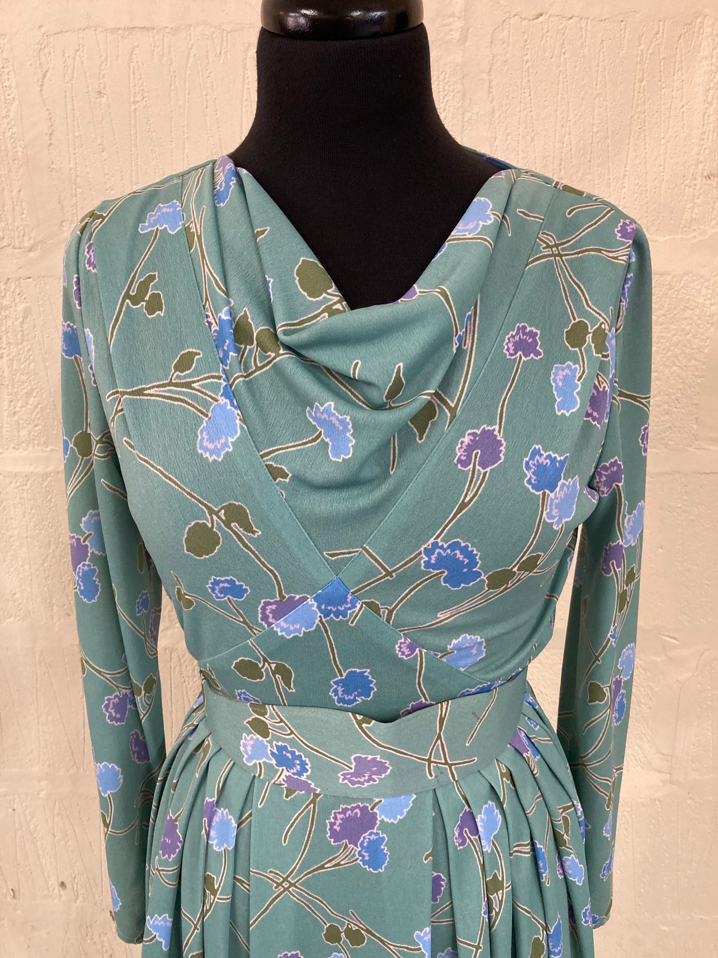 Vintage Gold Label by Tricoville Mint Green Floral Dress Size 10