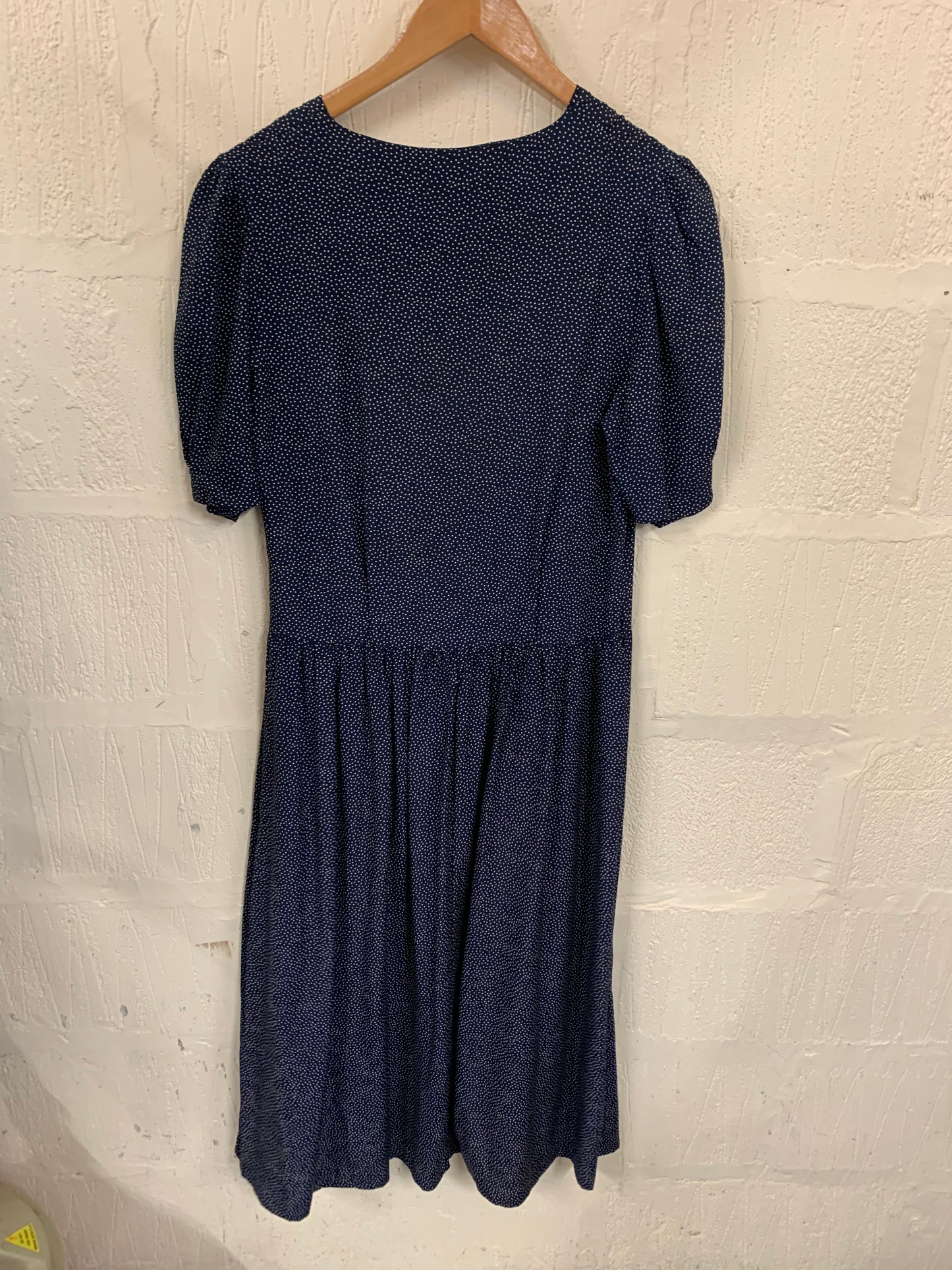 Vintage Navy with White Dots Laura Ashley Midaxi Dress Size 12